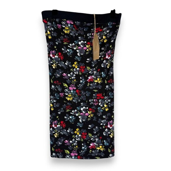 French Connection Y2K Strapless Tube Top Dress Black Jersey Floral Medium - Picture 9 of 9